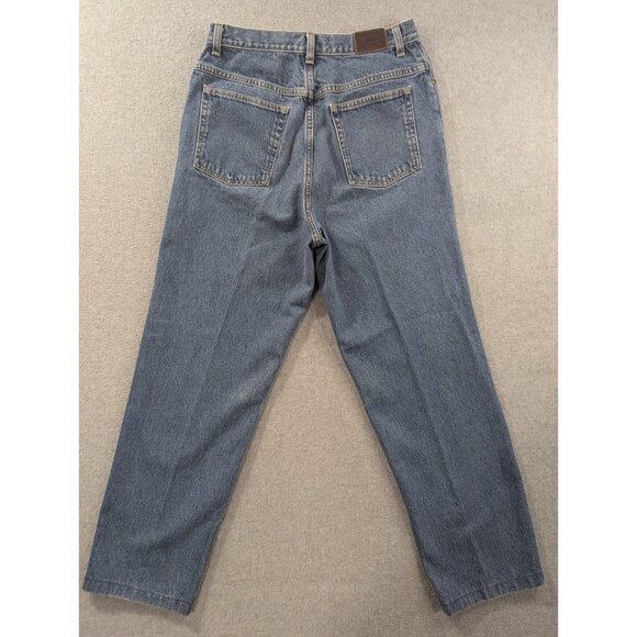 LL Bean Jeans Womens Size 14 Blue Relaxed wide Leg Baggy Comfort 100% Cotton - Picture 8 of 12